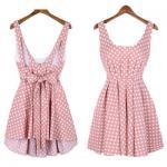 Pink Dot Backless Bowknot Dress