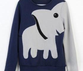 Elephant Casual Hoody Long-sleeved Bottoming Shirt