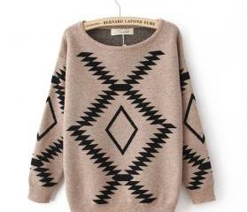 Khaki Vintage Diamond Sweater