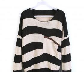 Black Stripe Bat Long Sleeve Sweater