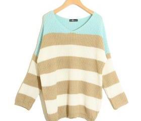 Stripe Matching Color Loose All-match Sweater