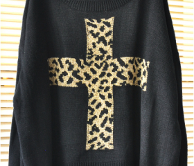 Leopard Cross Loose Sweater