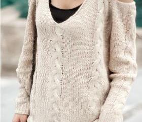 Bare Shoulder Loose Sweater