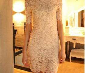 Slim Package Hip Collar Lace Dress
