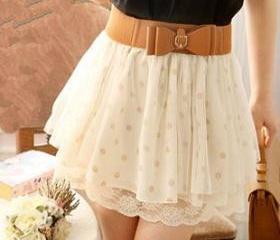 Nice Lace Wave Point Skirt With The Belt
